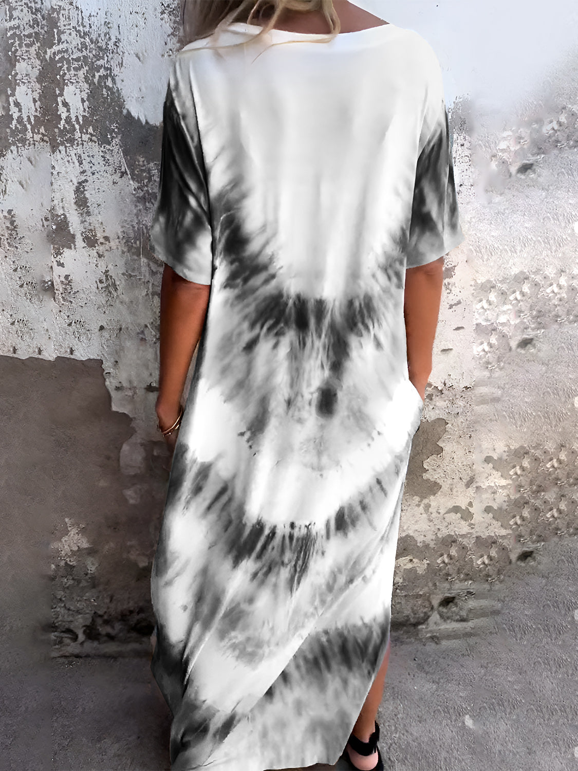 Tie-Dye Short Sleeve Lounge Maxi Dress