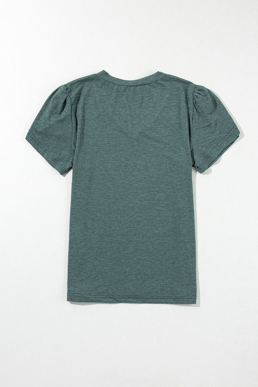 Mist Green Petal Sleeve V Neck T Shirt