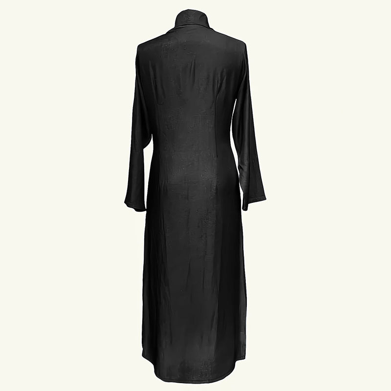 Button Down Denim Maxi Dress with Pockets