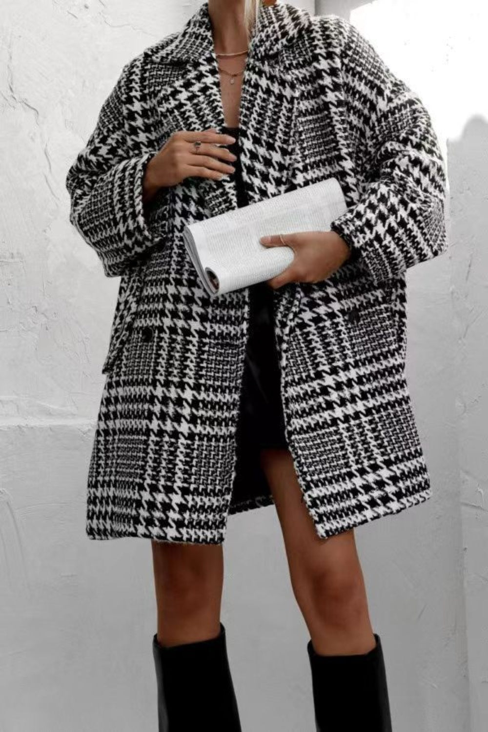 Baggy Houndstooth Coat