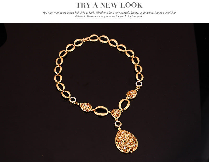 Teardrop Goldtone Rhinestone 4pc Statement Jewelry Set