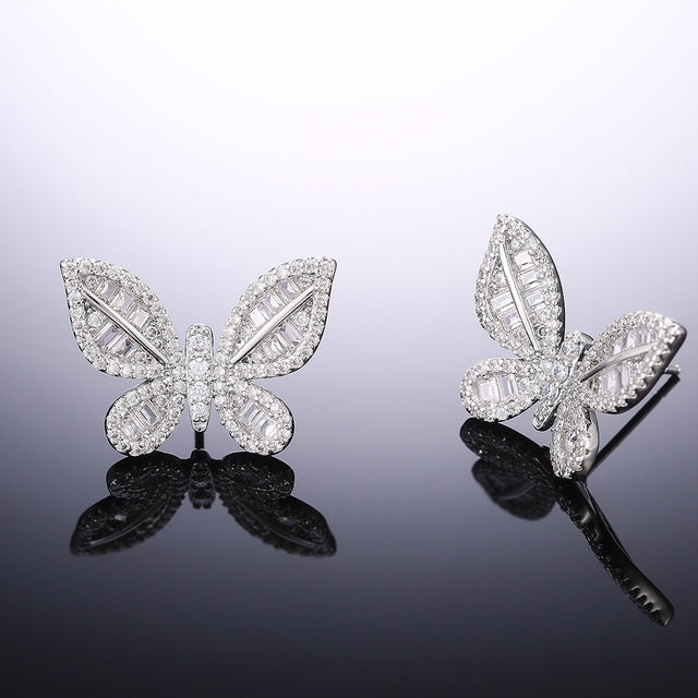 CZ Butterfly Post Earrings