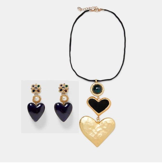 Exaggerated Heart Earrings and Necklace