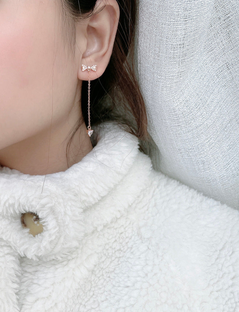 Dainty Bowknot Tassel Earrings