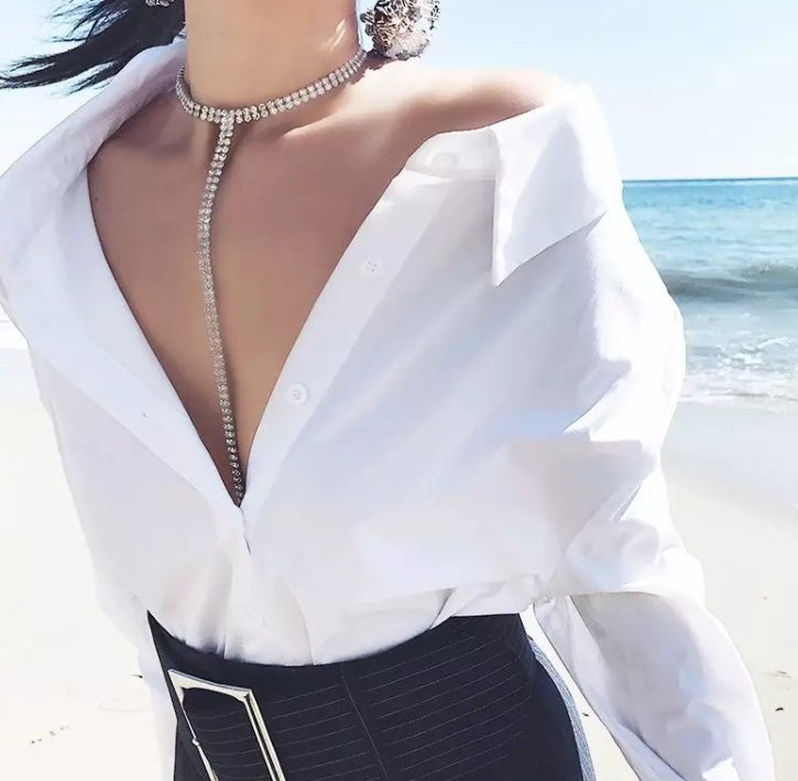 Long Rhinestone Choker
