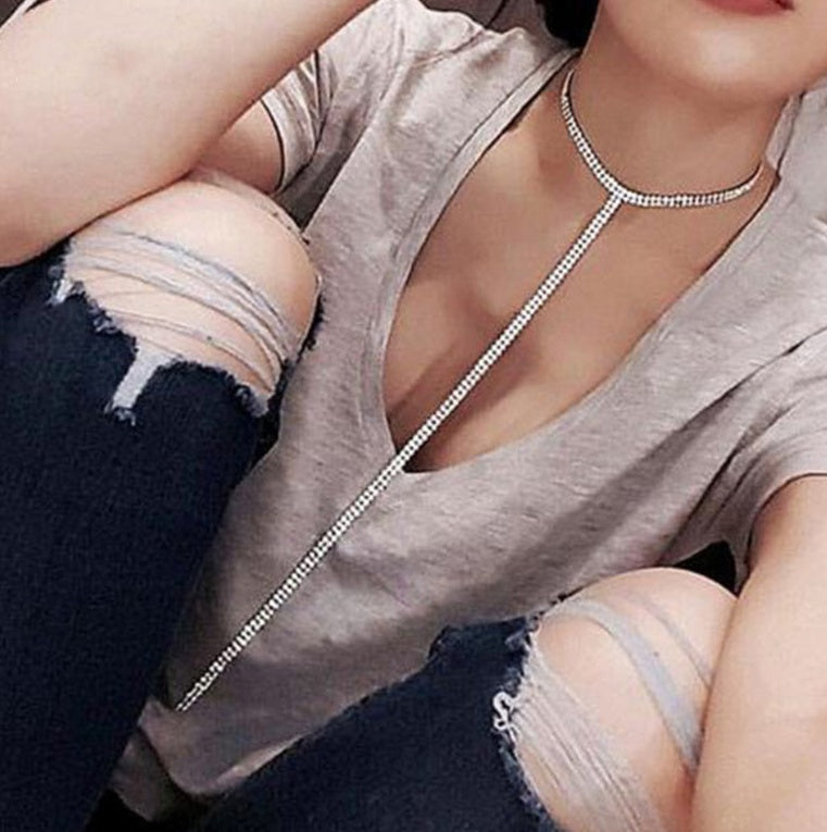 Long Rhinestone Choker