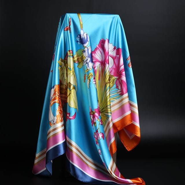 Blue Floral Scarf