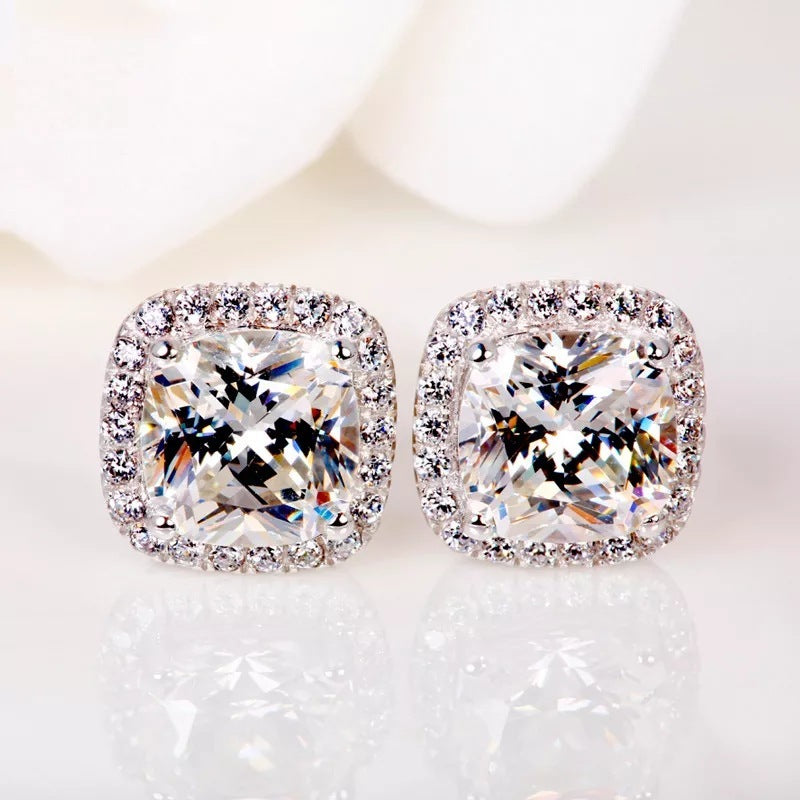 Square Halo Stud Earrings