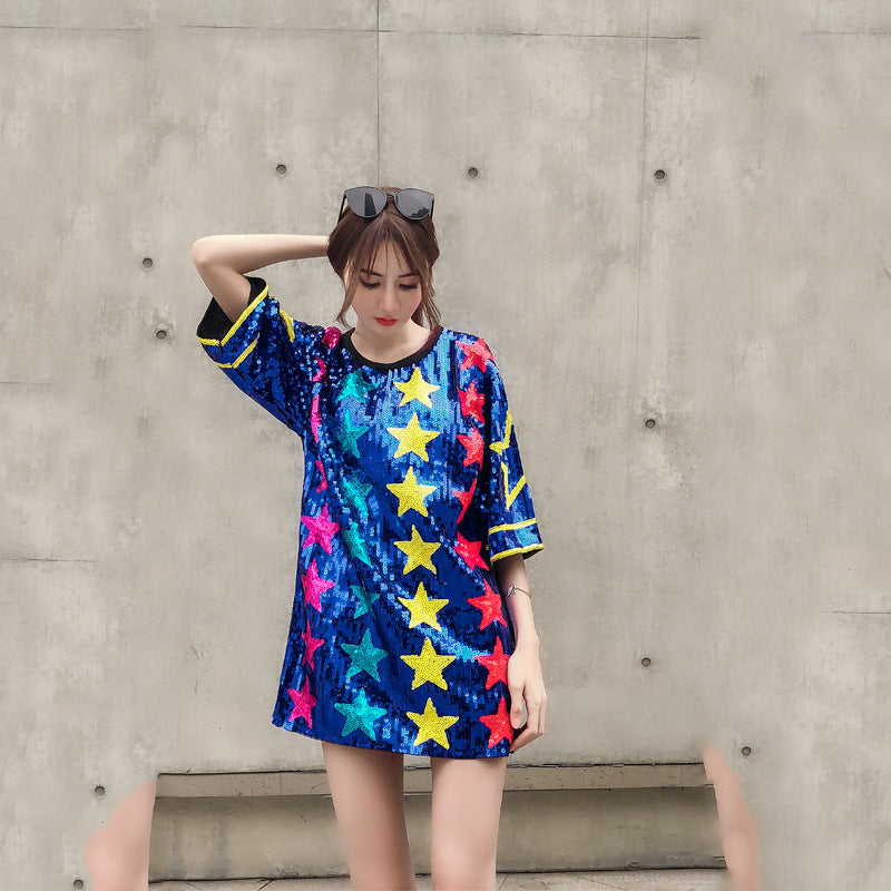 Colorful Sequin Star Top