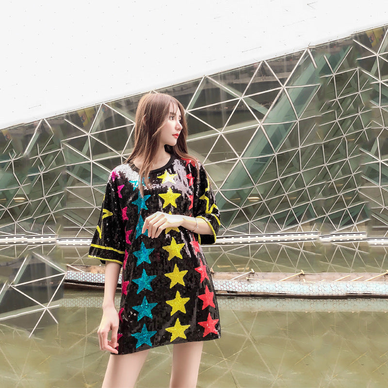 Colorful Sequin Star Top