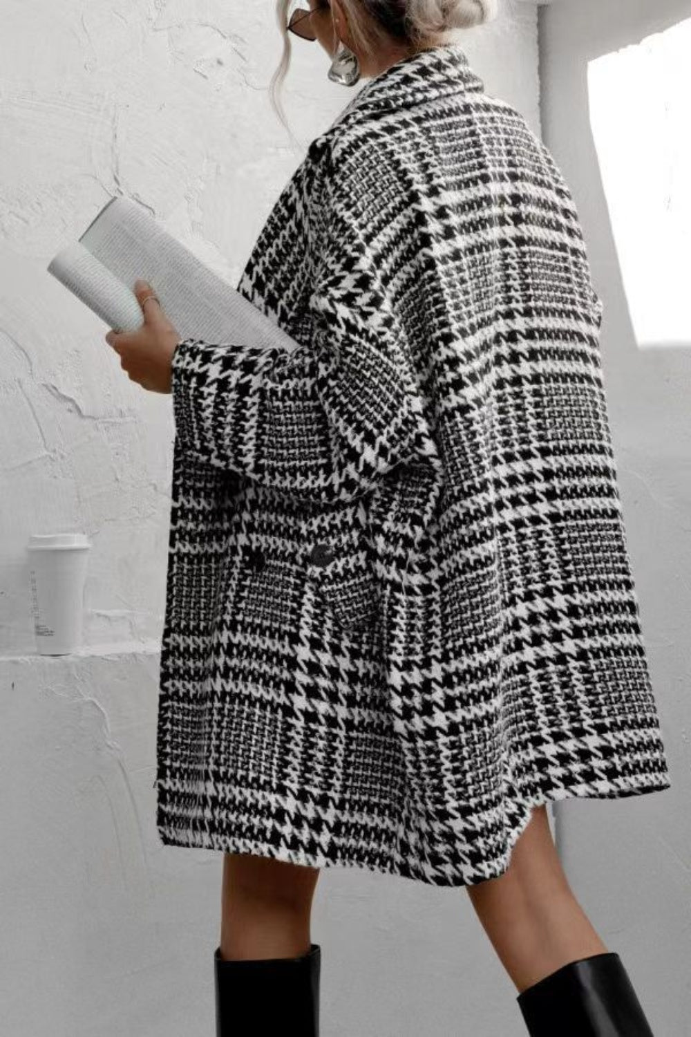 Baggy Houndstooth Coat