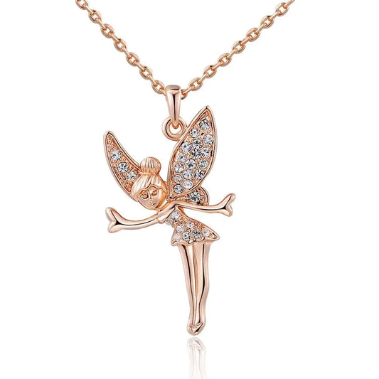 18K Rose Gold Crystal Fairy Necklace Bazaare Mart Fairy Necklace
