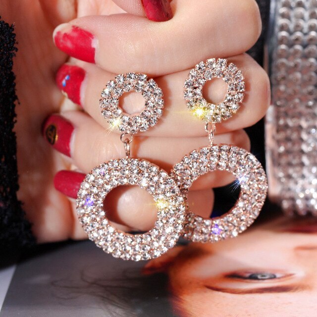 Double Hoop Rhinestone Earrings