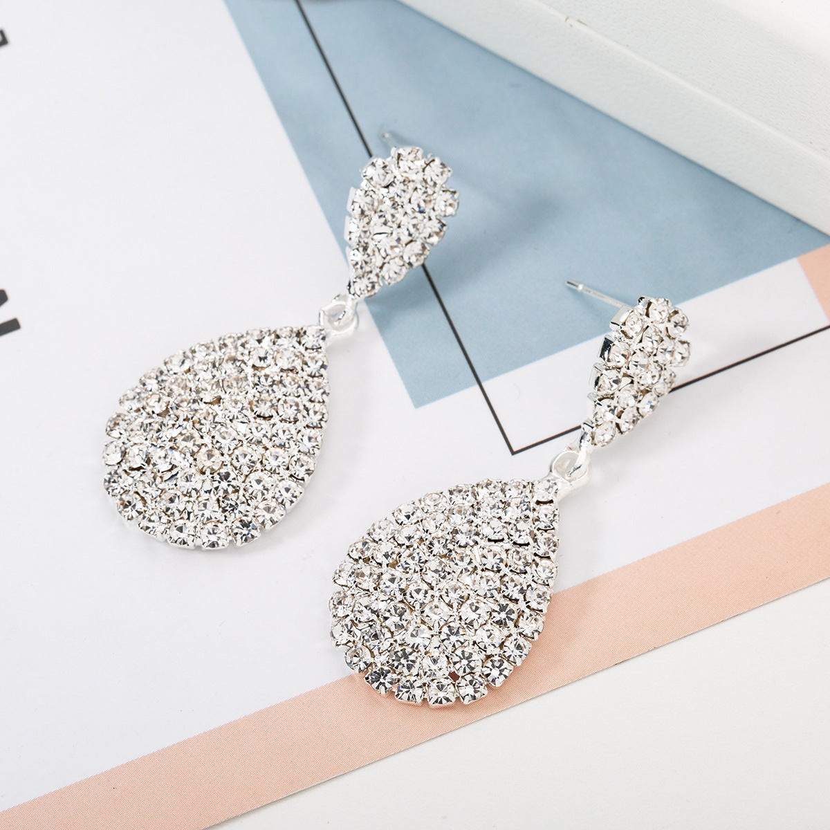 Dramatic Drop Pave’ Rhinestone Earrings
