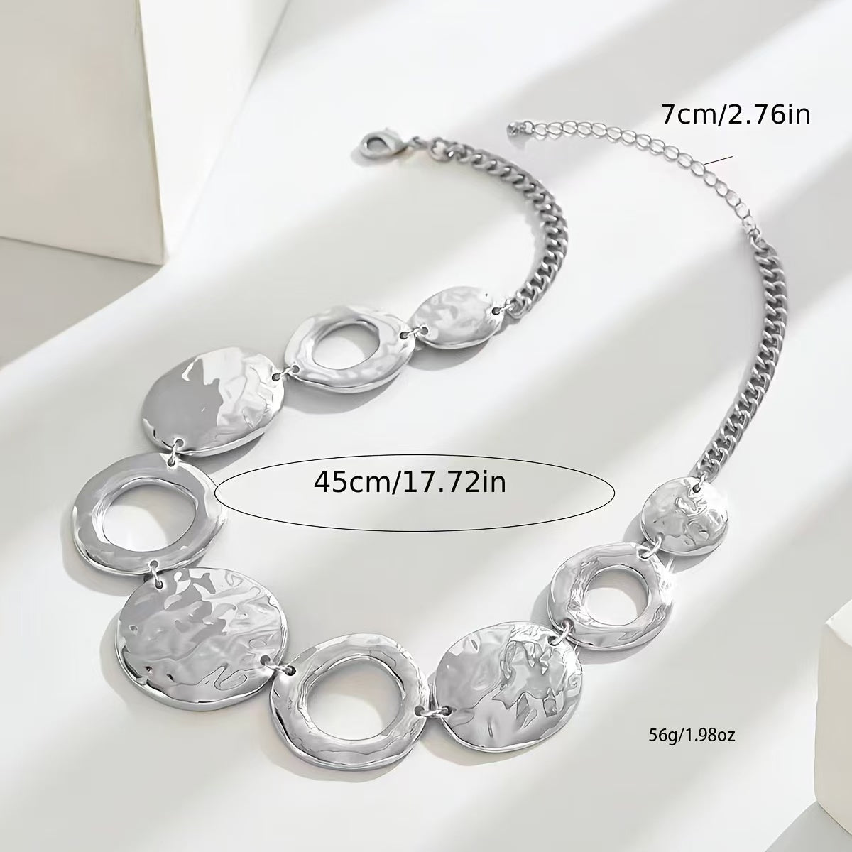 Silver Electroplated Geo Statement Necklace