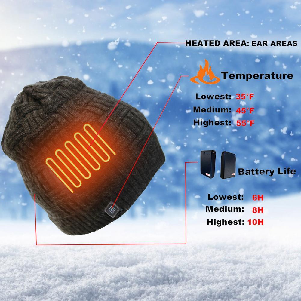 Unisex Knit USB Rechargeable Heating Hat