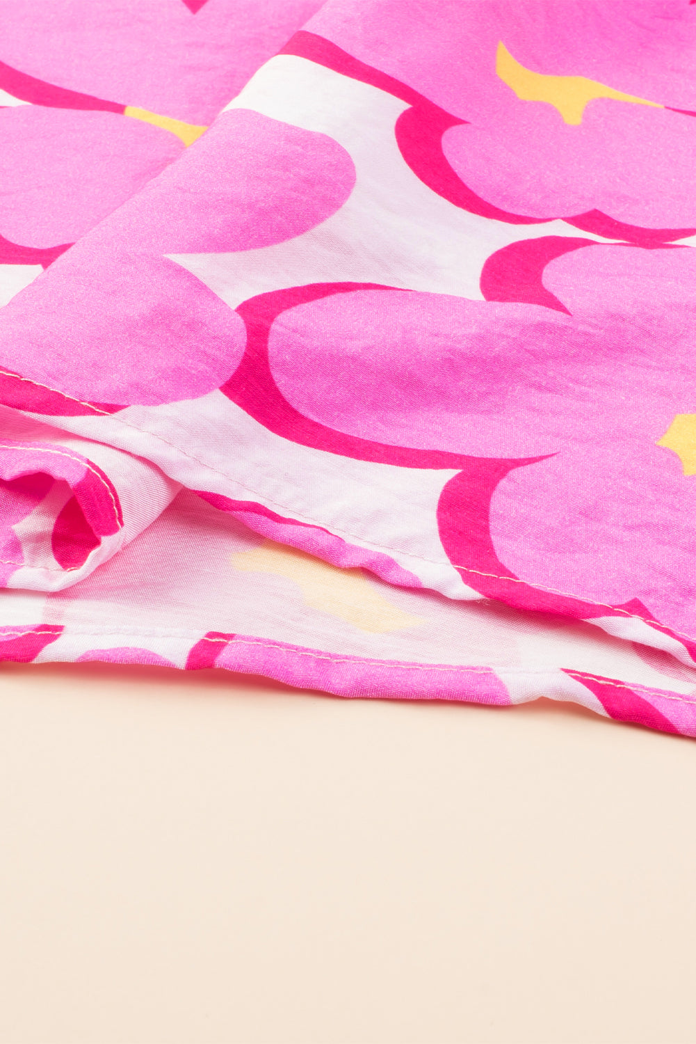 Rose Big Flower Square Neck Puff Short Sleeve Dress
