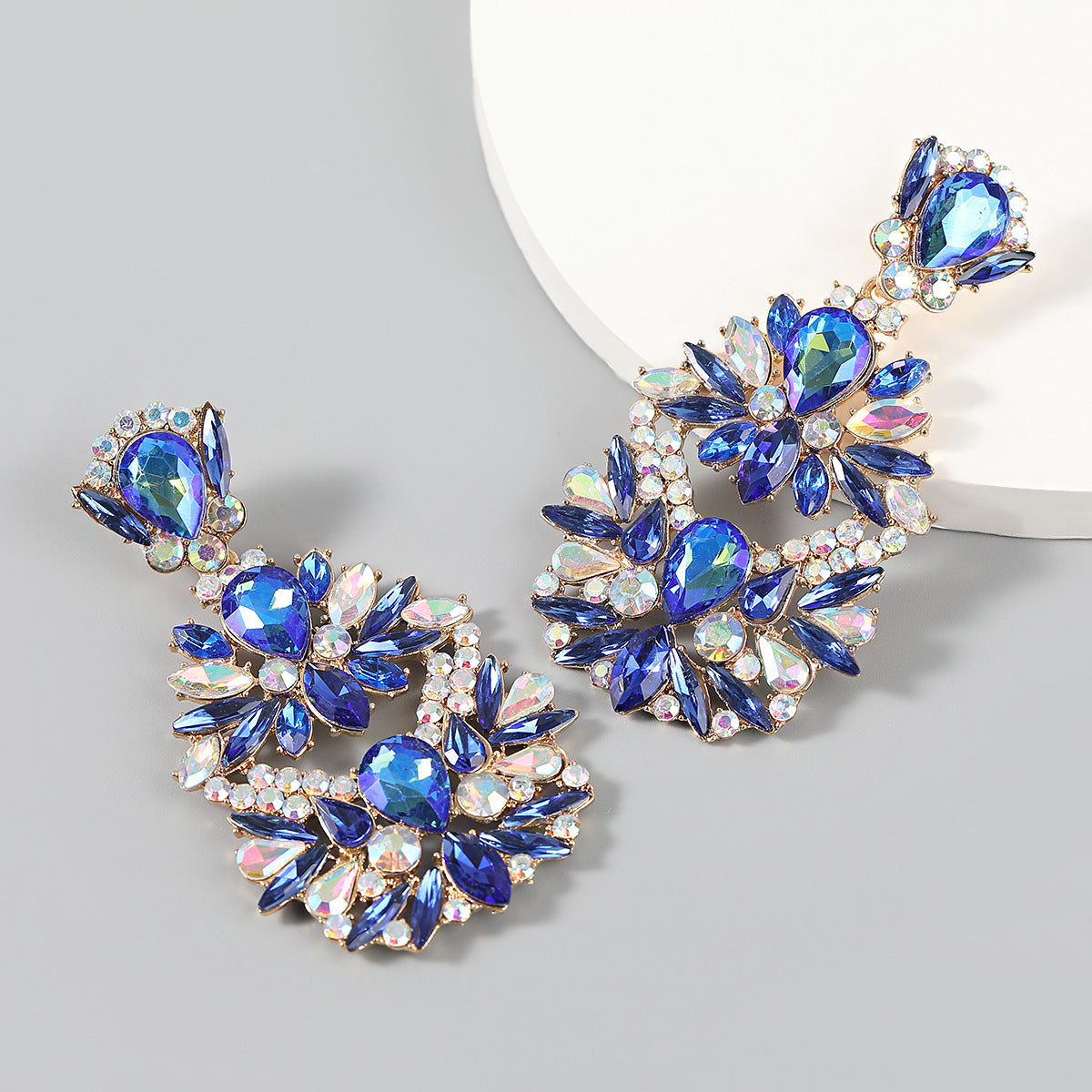 Alloy Diamond Rhinestone Flower Earrings Trendy Girl