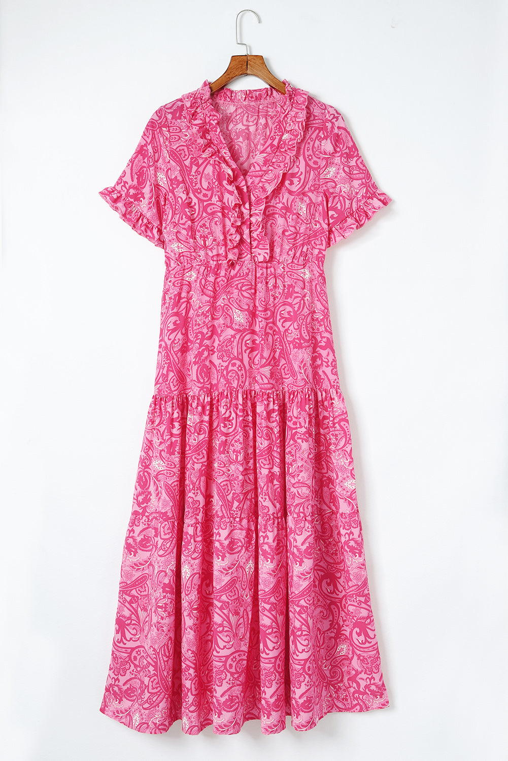 Floral Ruffled Tiered Empire Maxi Dress