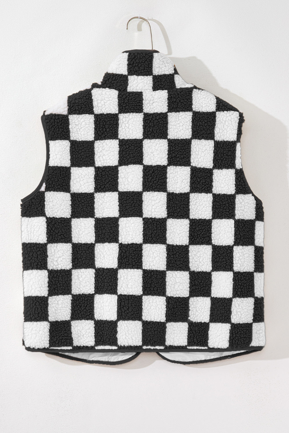 B&W Checkered Sherpa Vest