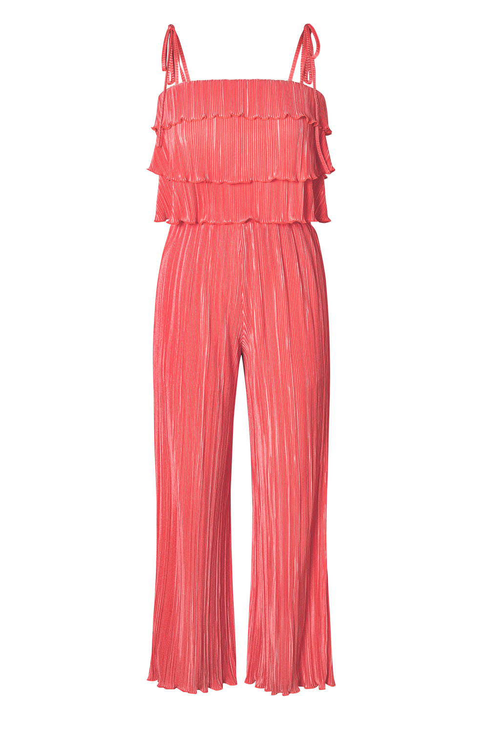 Orange Ruffle Tiered Cami Pleated Wide Leg Pants Set