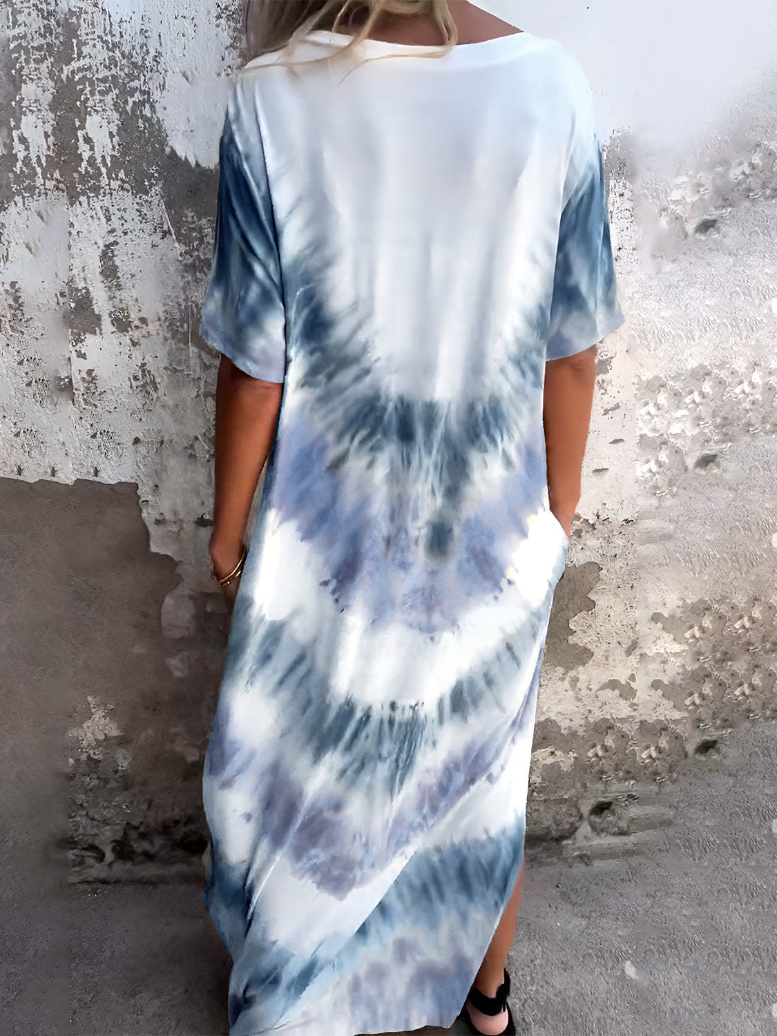 Tie-Dye Short Sleeve Lounge Maxi Dress