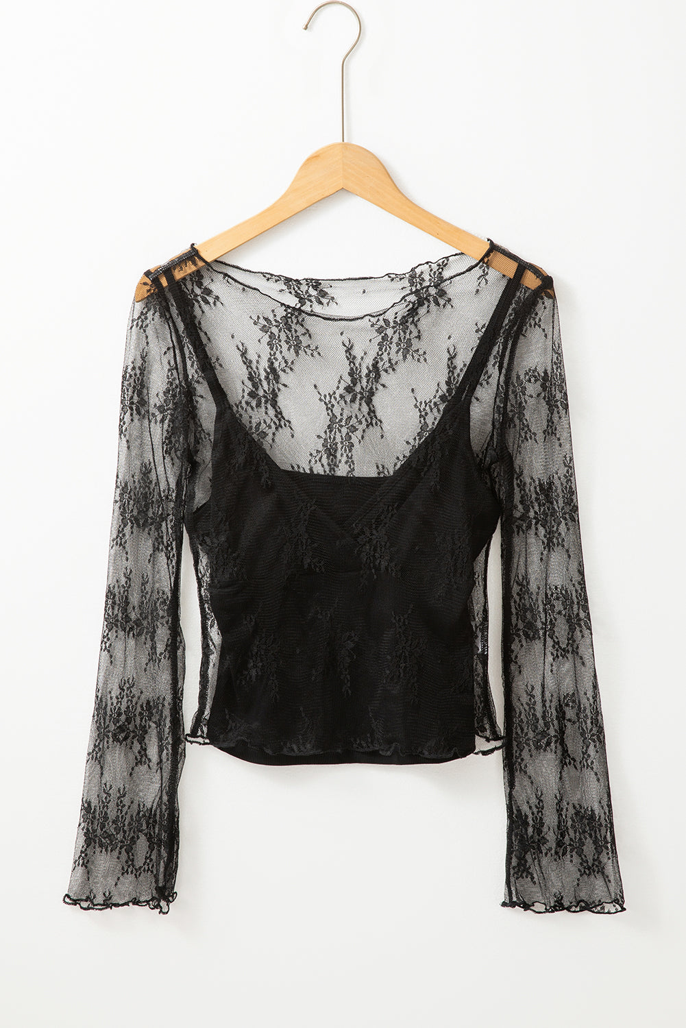 Black Lace Long Sleeve Top