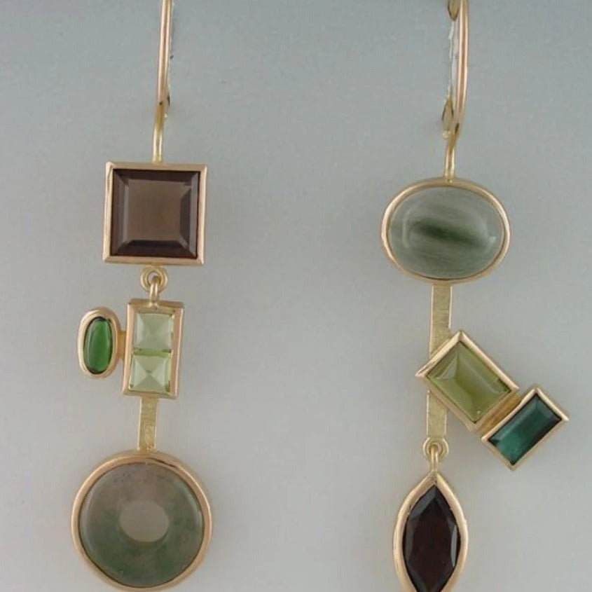 Green Geo Hook Earrings