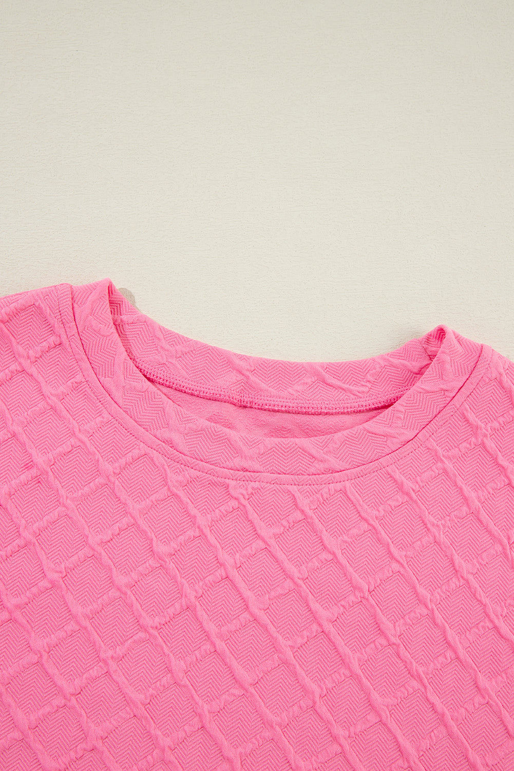 Pink Textured Tee and Drawstring Shorts Set