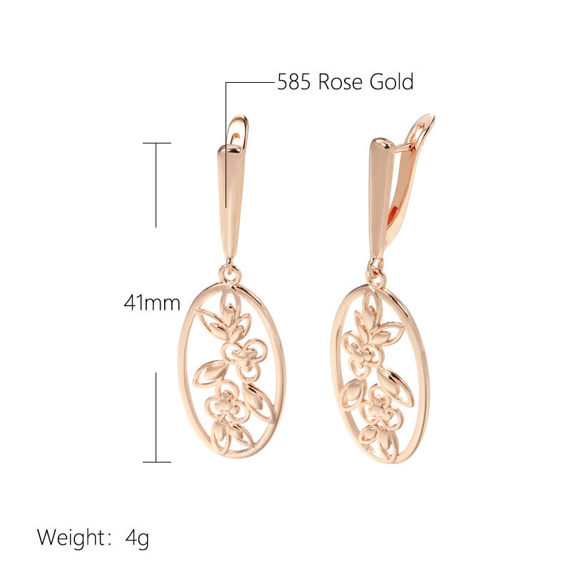 French Retro Hollow Oval Flower Earrings
