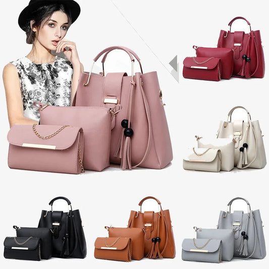 3pc. PU Leather Handbag Set Bazaare Mart 3pc. Purse Set