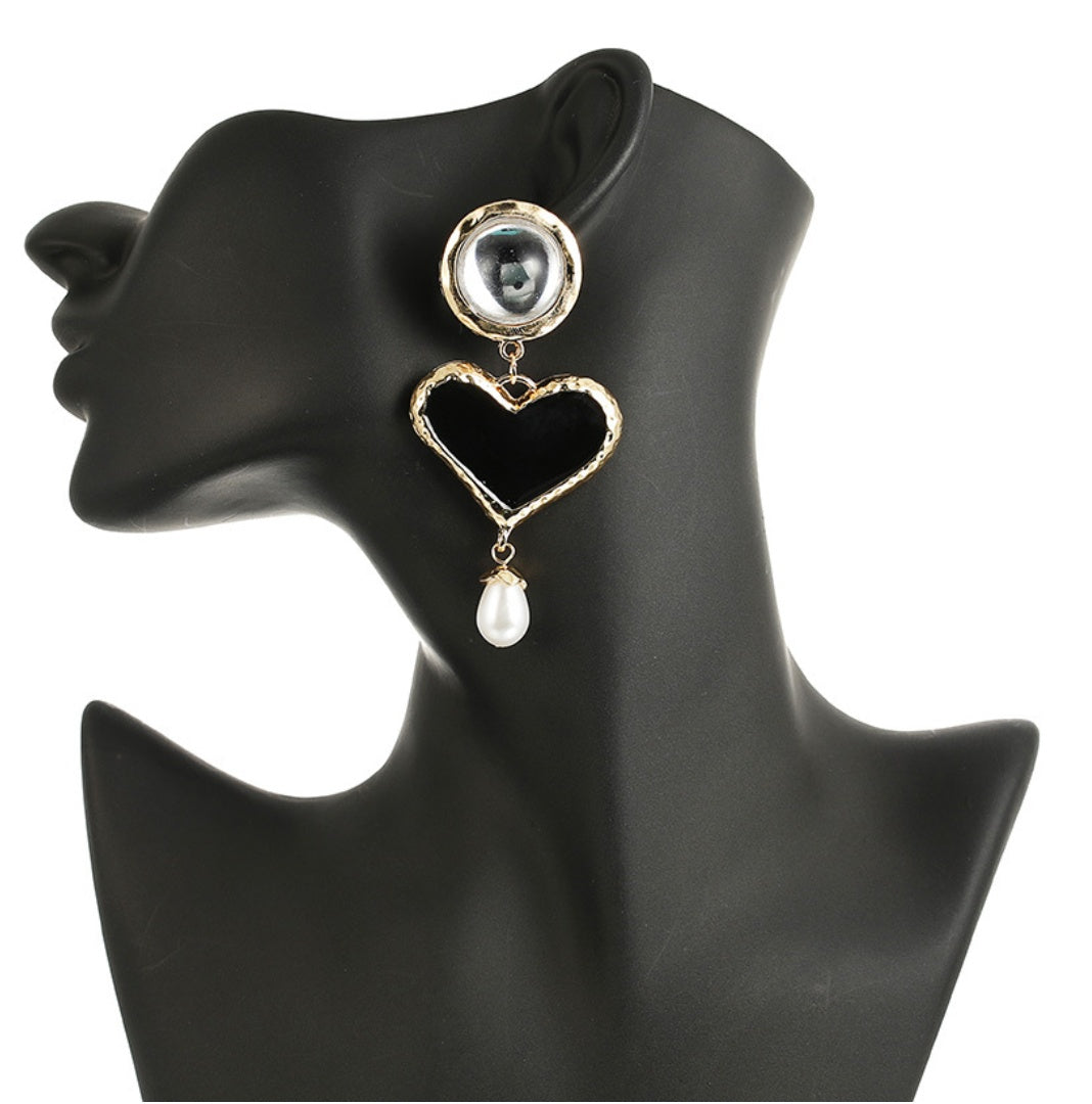 Exaggerated Heart Earrings and Necklace