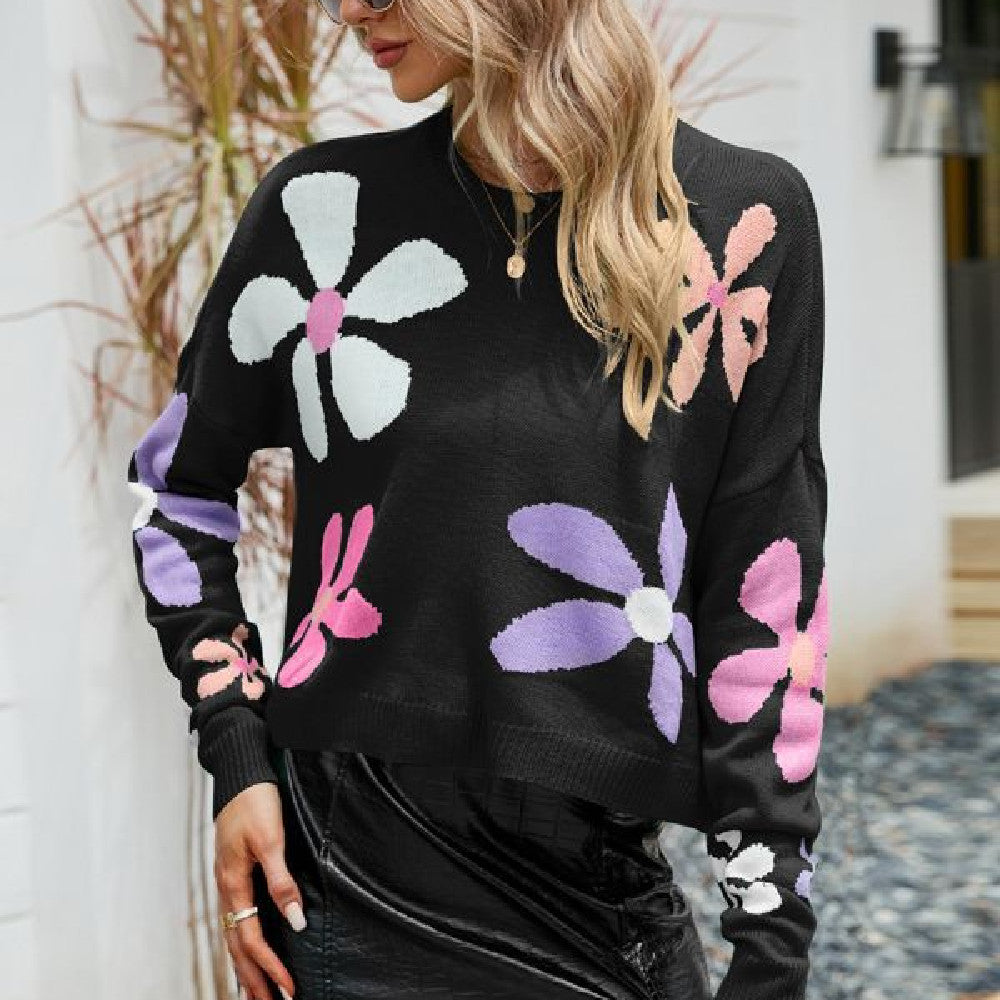 Giant Pastel Flower Pull Over Sweater