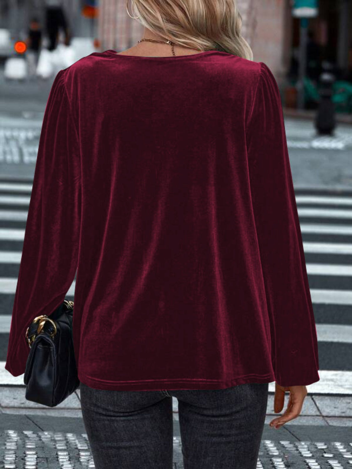 Lovelet Cowl Neck Long Sleeve Velvet Blouse