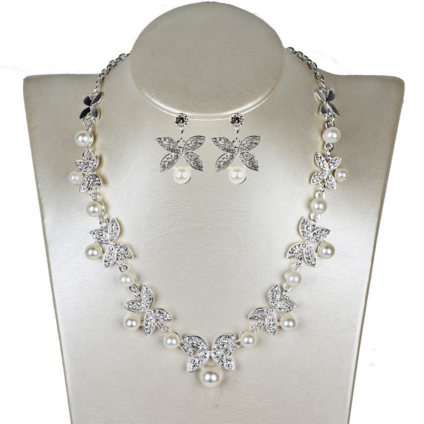 Gold/Silver & Pearl Butterfly Jewelry Set