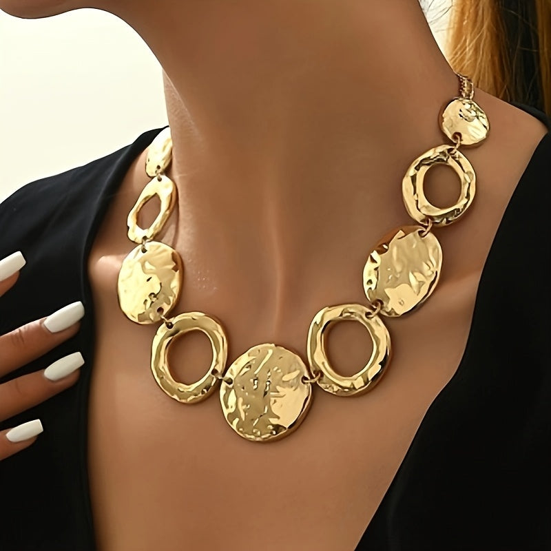Hammered Gold Geo Statement Necklace