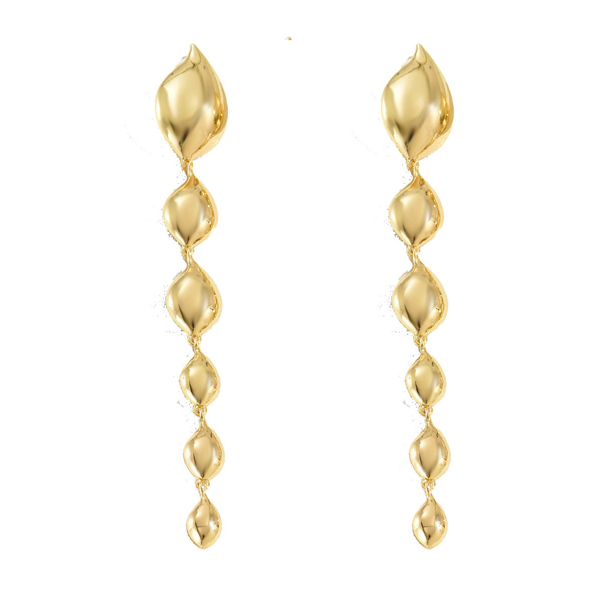 Long Gold Oil Drop Earrings