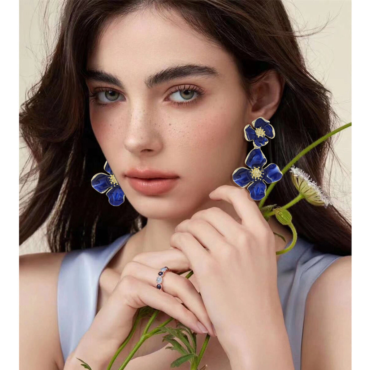 Large Camellia Drop Earrings