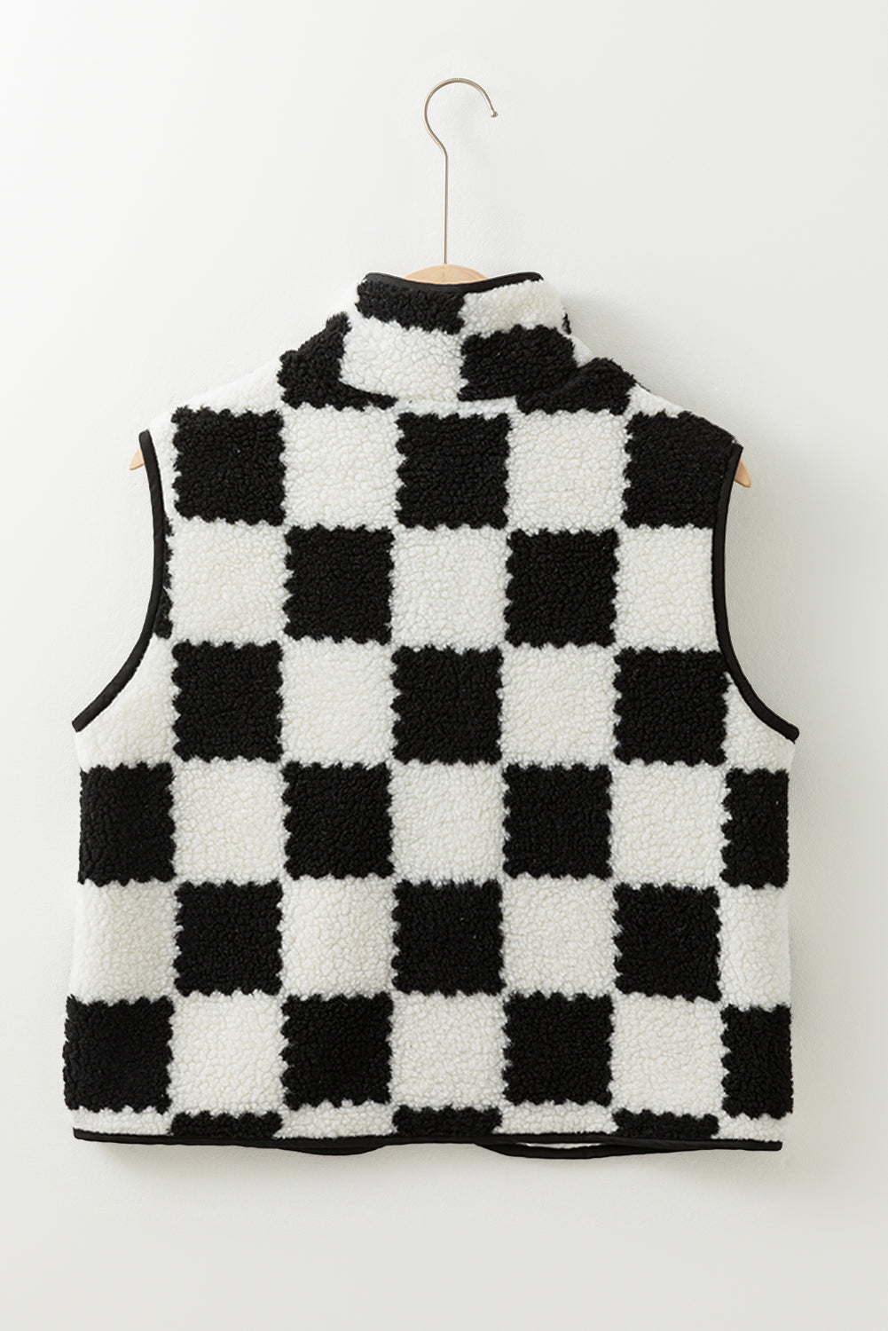 B&W Checkered Sherpa Vest