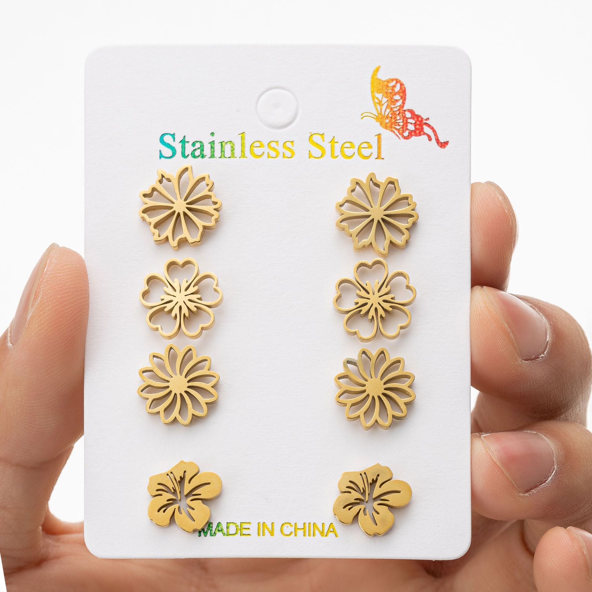 Floral Stud Earrings 4pk Set