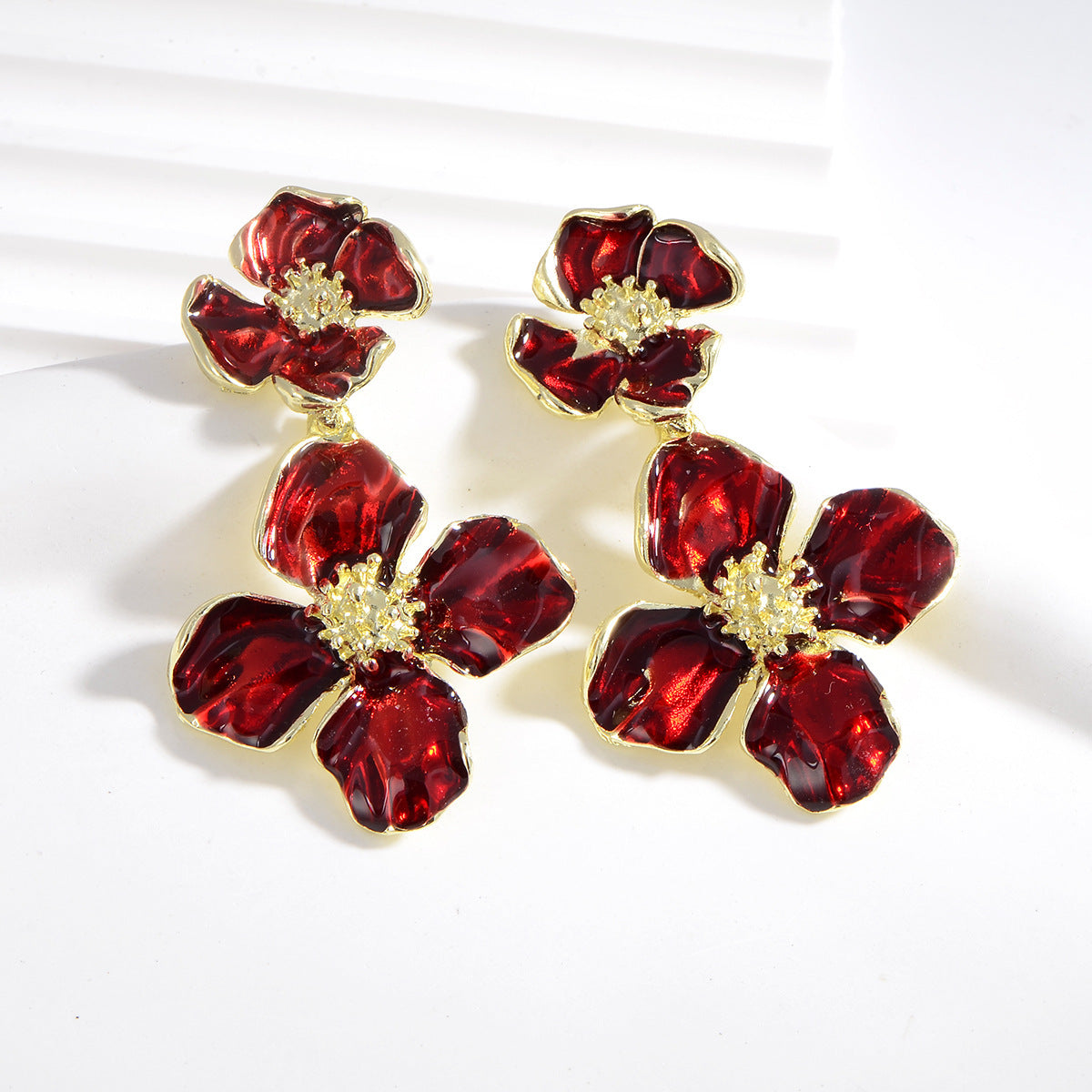 Large Camellia Drop Earrings