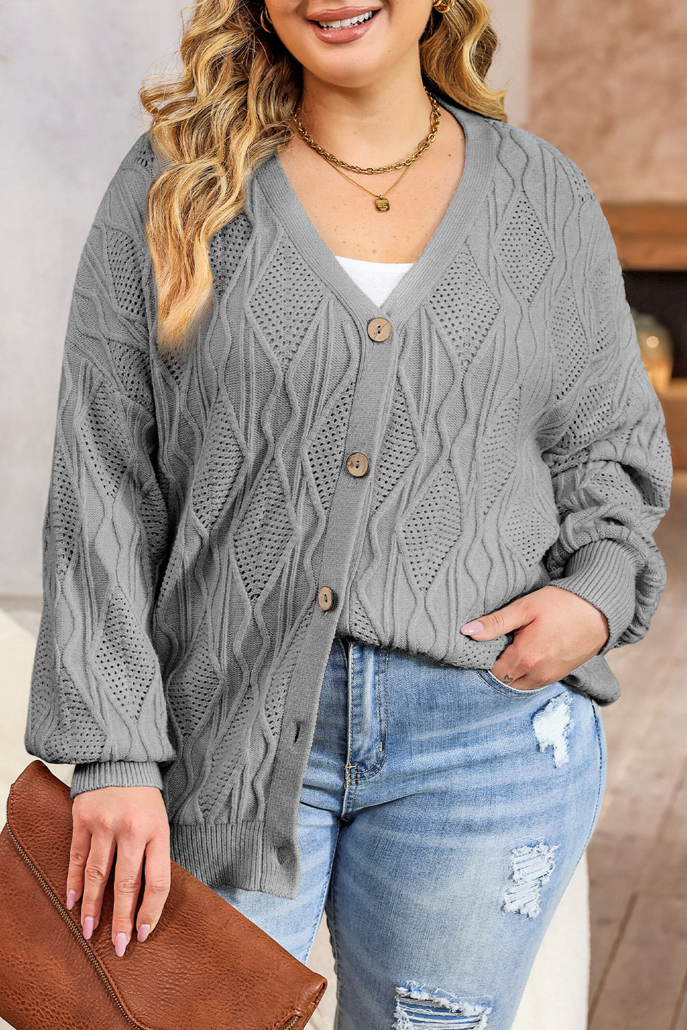 Apricot Plus Size Cardigan