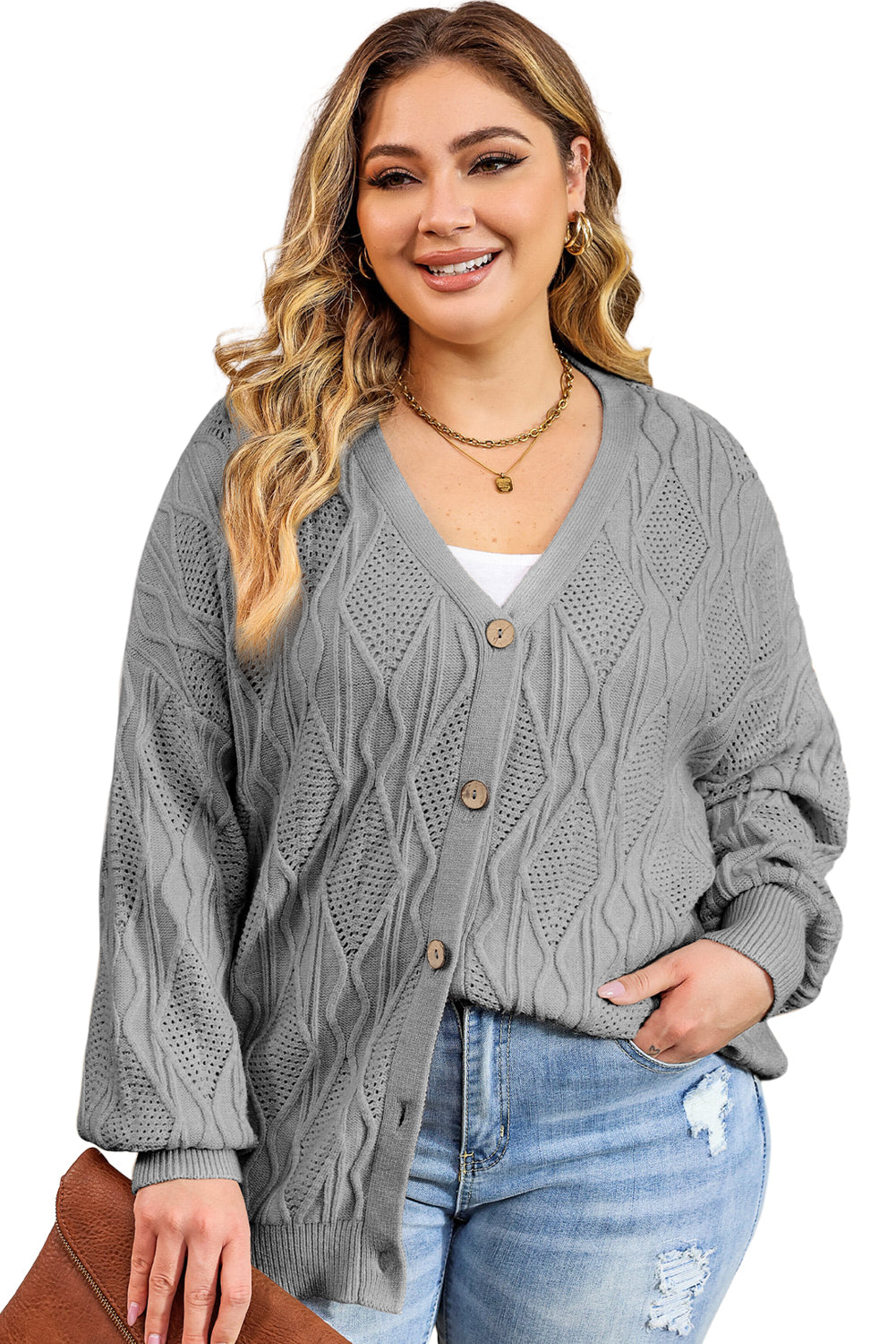 Apricot Plus Size Cardigan