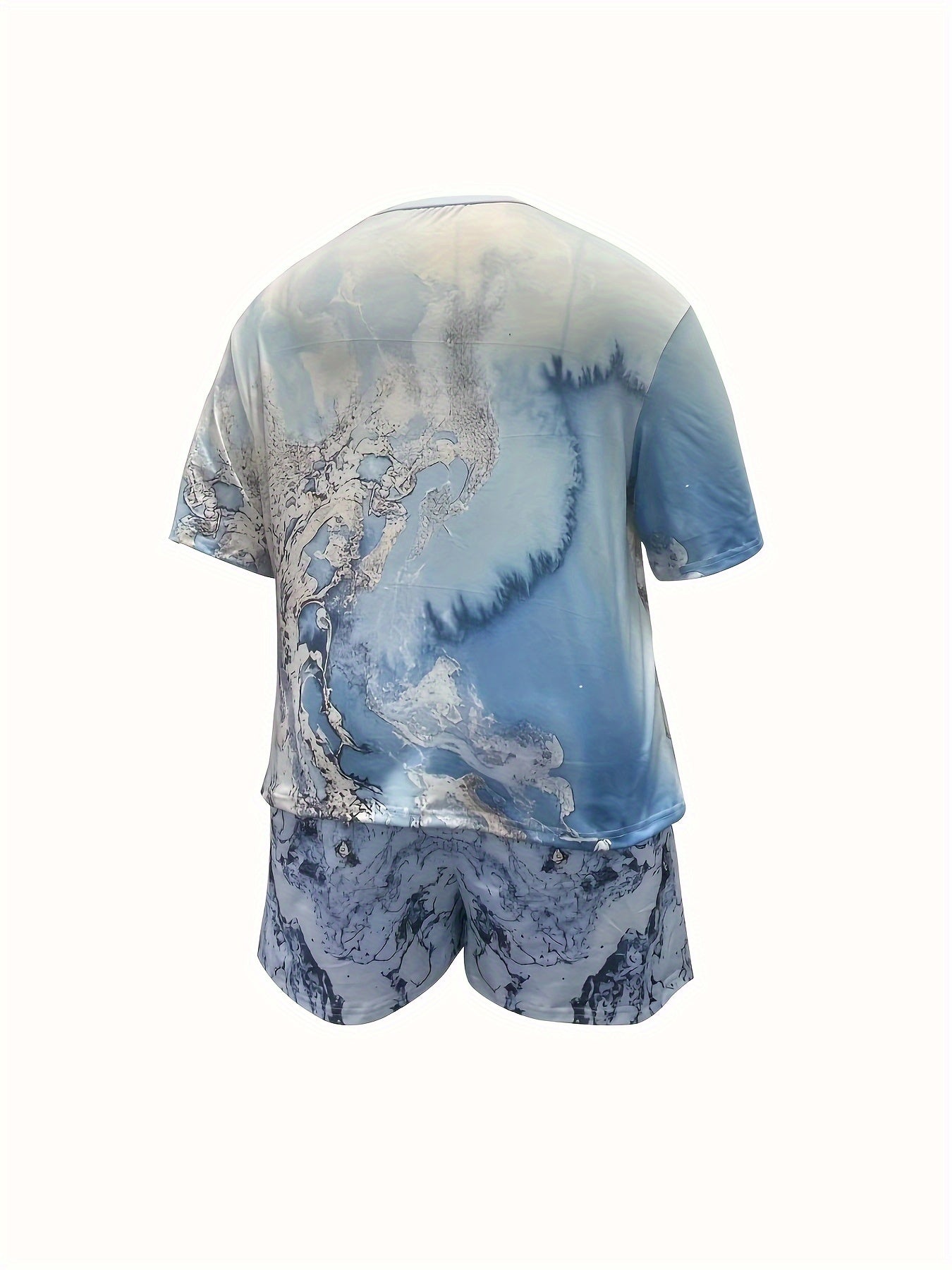 Women's Blue Abstract Print Shorts Set