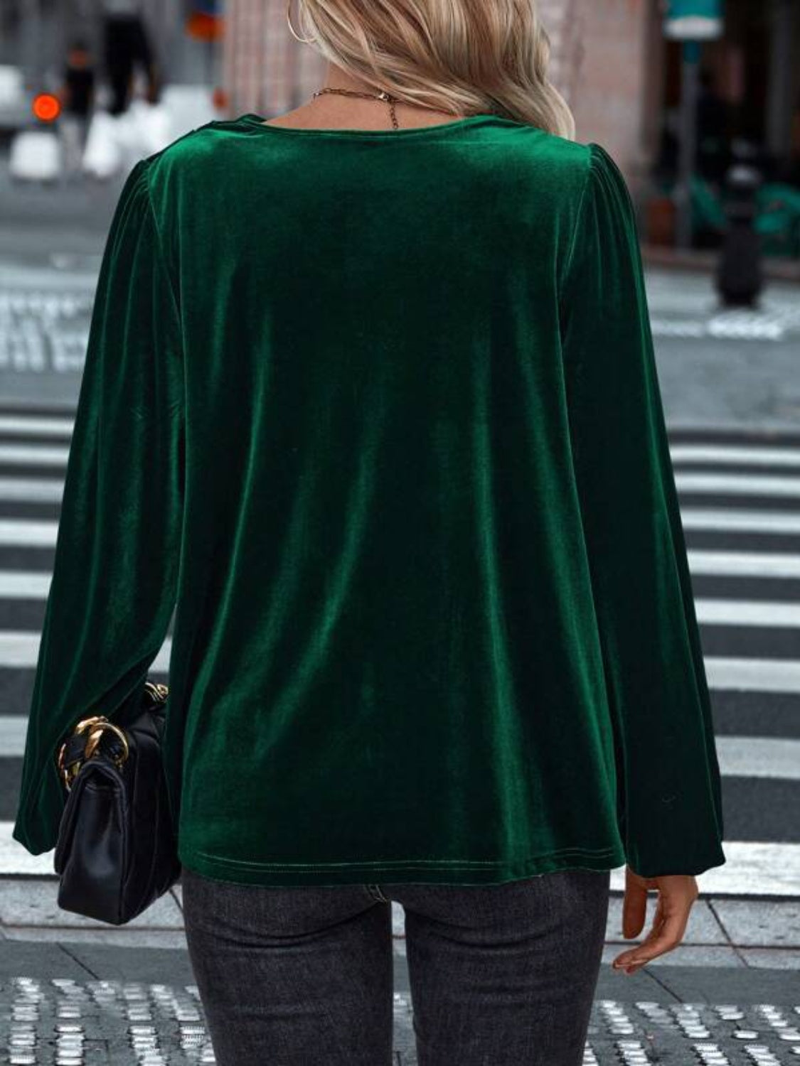 Lovelet Cowl Neck Long Sleeve Velvet Blouse