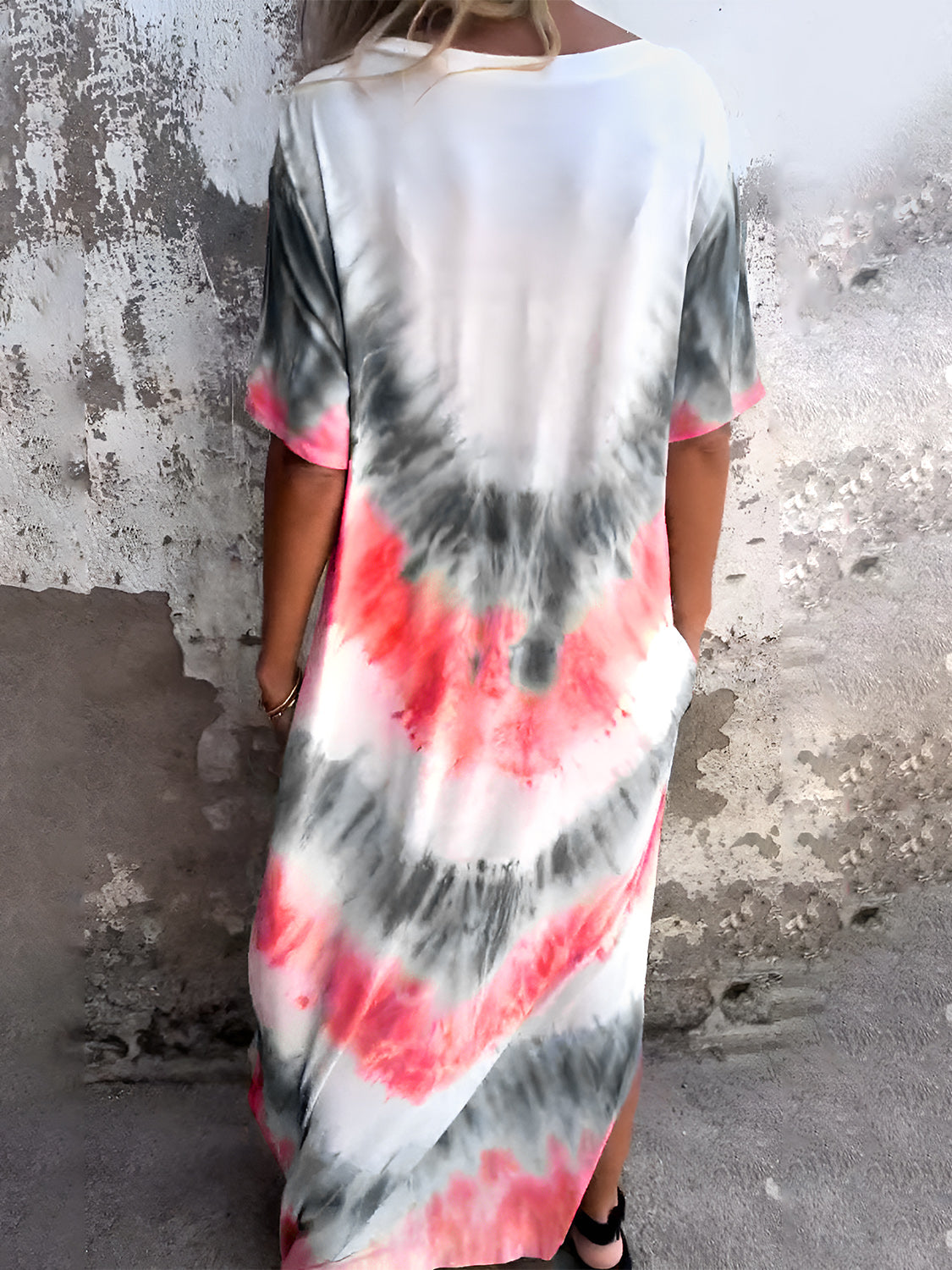 Tie-Dye Short Sleeve Lounge Maxi Dress