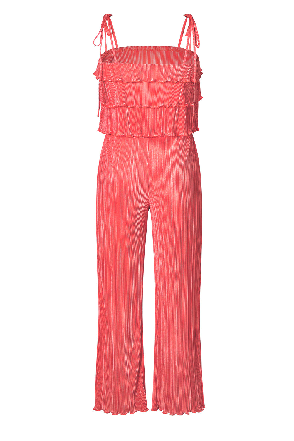 Orange Ruffle Tiered Cami Pleated Wide Leg Pants Set