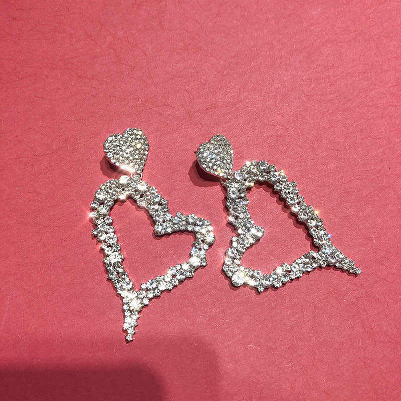 Giant Jeweled Hearts Earrings