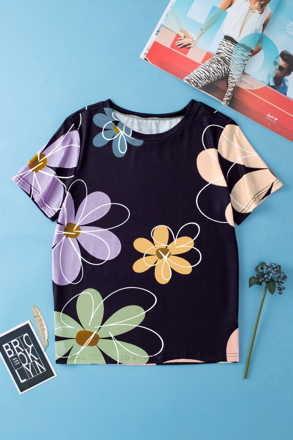 Black Flower T Shirt