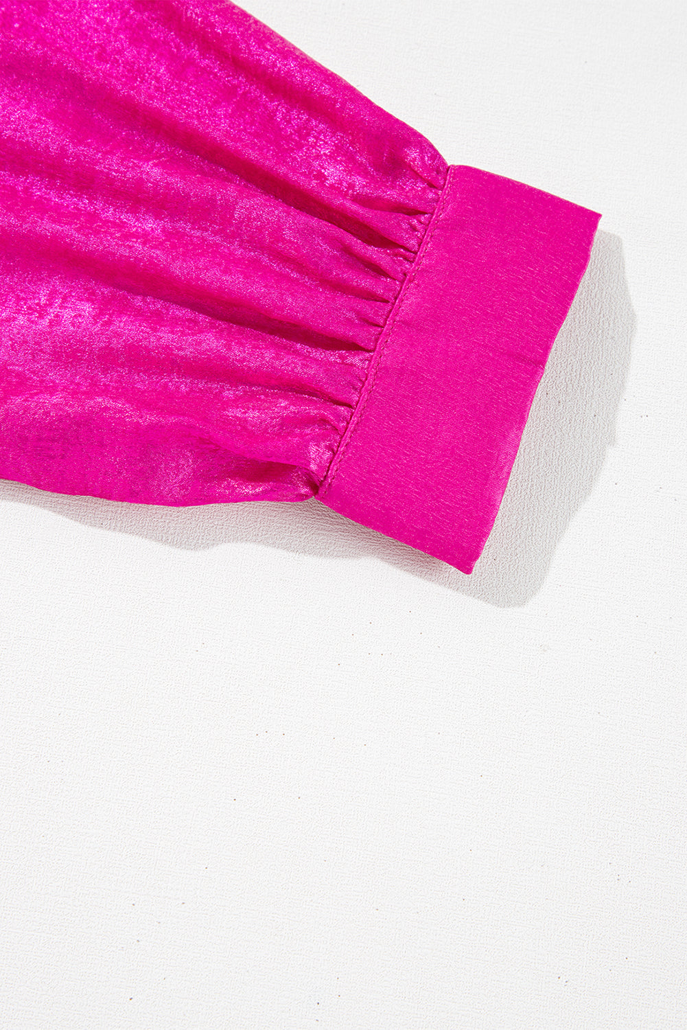 Magenta Metallic Frilled V Neck Blouse
